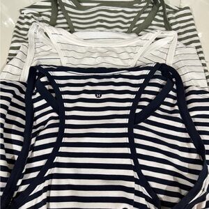 lululemon athletica Striped Tank Tops - White, Navy, Olive